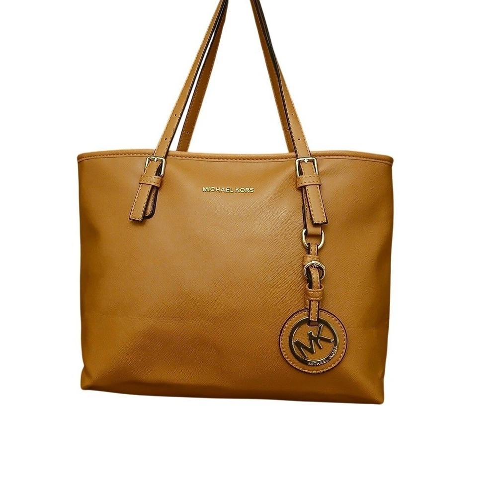 Michael Kors Jet Set Travel Tote Tan Saffiano Leather Gold Hardware‎